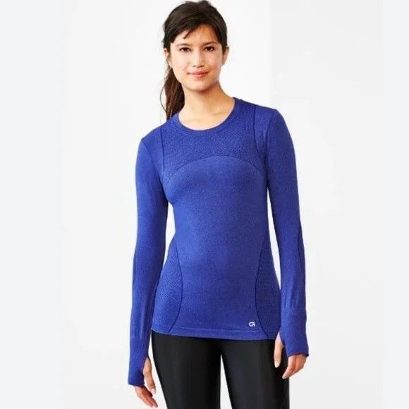 GAP Performance Fit Motion Seamless Athletic Top XS Heather Purple EUC B81 - Picture 1 of 6